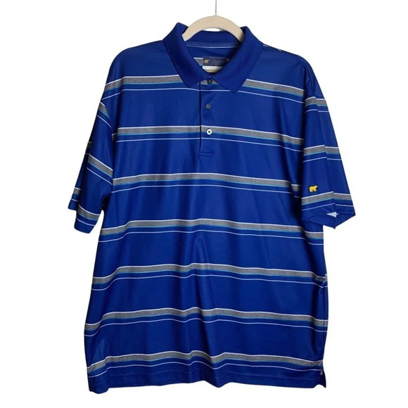 Jack Nicklaus Men’s  STAYDRY Golf Polo Size Large Blue White Stripe - Picture 1 of 8